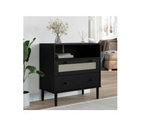 Vidaxl Buffet Senja Aspect Rotin Noir 80x40x80 Cm Bois Massif De Pin Marron