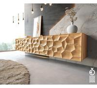 Buffet Solu 220 0cm en chêne naturel 2 portes 4 tiroirs fixation murale Face avant 3D