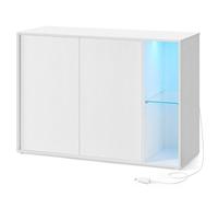 Buffet - SONGMICS HOME - Buffet avec Éclairage - Assemblage Ultra-Rapide sans Outils Toolless, Blanc Neige