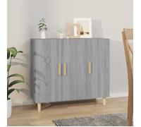 Buffet - SONOMA - Buffet bas - Bois d'ingénierie - 3 portes - Gris sonoma - 90x34x80 cm