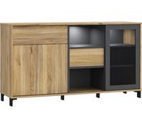 Buffet- SOUTH BEACH - Chêne Mauvella / gris foncé - 2 portes dont 1 vitrée - 1 tiroir - 147 x 39,7 x 82,4 cm