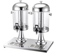 Buffet Stainless Steel Juice Tripod Single Double Head Refrigeration Beverage Machine Transparent Cold Drink Machine(D)