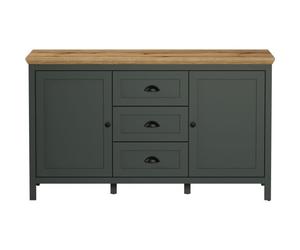 Buffet - Stanton - Vert profond / chêne naturel - 2 portes - 3 tiroirs - 146cm x 45cm x 86cm