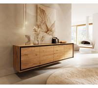 Buffet Stonegrace 200 cm Chêne Naturel 4 portes Placage pierre Flottant