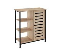 Buffet - TECTAKE - Buffet de cuisine en acier et bois avec 2 étagères réglables et portes magnétique 71 x 32 x 82 cm - Bois clair
