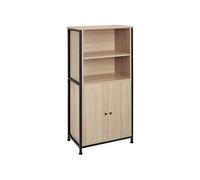 Buffet - TECTAKE - Buffet DONCASTER en acier et bois avec étagères et portes magnétiques 60 x 38 x 125 cm - Bois clair
