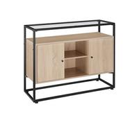 COMMODE DE CHAMBRE - TECTAKE - Buffet OLDHAM 3 Etagères en Bois et Acier 100 x 38 x 805 cm - Bois Clair