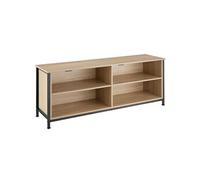 MEUBLE TV - TECTAKE - Étagère pour téléviseur NAVAN avec 2 Etagères réglables en Bois et Acier 147 x 41 x 605 cm - Bois Clair