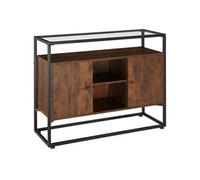 COMMODE DE CHAMBRE - TECTAKE - Buffet OLDHAM 3 Etagères en Bois et Acier 100 x 38 x 805 cm - Bois Foncé