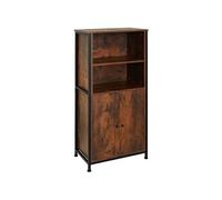 Buffet - TECTAKE - Buffet DONCASTER en acier et bois avec étagères et portes magnétiques 60 x 38 x 125 cm - Bois foncé