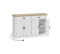 Buffet - HOMCOM - port USB et multiprise - meuble TV - 2 placards à portes de grange, 2 tiroirs et étagères réglables - blanc