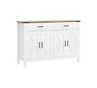HOMCOM Buffet Meuble de Rangement Armoire de Cuisine Style Rural 2 tiroirs et 2 placards avec étagères réglables, pour Cuisine, Salle à Manger, Salon, 120 x 39,3 x 82,5 cm, Blanc