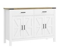 HOMCOM Buffet Meuble de Rangement Armoire de Cuisine Style Rural 2 tiroirs et 2 placards avec étagères réglables, pour Cuisine, Salle à Manger, Salon, 120 x 39,3 x 82,5 cm, Blanc