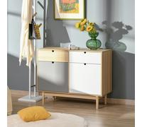 Buffet style scandinave 2 placards tiroir blanc gris bois clair