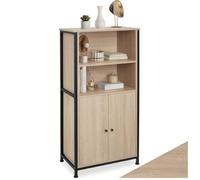 Buffet - TECTAKE - Buffet DONCASTER en acier et bois avec étagères et portes magnétiques 60 x 38 x 125 cm - Bois clair