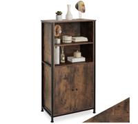 Buffet - TECTAKE - Buffet DONCASTER en acier et bois avec étagères et portes magnétiques 60 x 38 x 125 cm - Bois foncé
