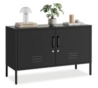 Buffet - TECTAKE - Buffet métallique BAKER avec 2 portes verrouillables avec fermeture magnétique, 100 x 42,5 x 65 cm - Noir