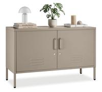 Buffet - TECTAKE - Buffet métallique BAKER avec 2 portes verrouillables avec fermeture magnétique, 100 x 42,5 x 65 cm - Taupe