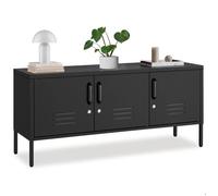 Buffet - TECTAKE - meuble métal - bucker - 3 portes verrouillables, étagère réglable, acier thermolaqué, 120 x 37,5 x 55,5 cm - noir