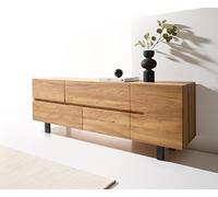 Buffet Tiamar 180 cm orme naturel 1 porte 4 tiroirs pieds carrés en métal noir