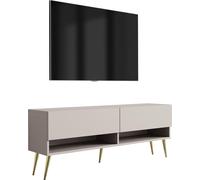 Buffet TV 140 cm Cachemire, pieds dorés inclinés, 140 × 32 × 52 cm