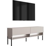 Buffet TV 140 cm Cachemire, pieds droits noirs, LED blanches, 140 × 32 × 52 cm