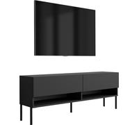 Buffet TV 140 cm noir mat, pieds droits noirs, 140 × 32 × 52 cm