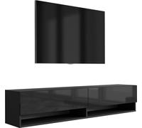 Buffet TV 170 cm noir mat / noir brillant, 170 × 32 × 34 cm