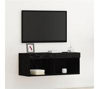 vidaXL Buffet TV Chêne noir 80x30x30 cm – Éclairage LED – Design contemporain
