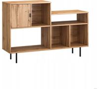 Buffet TV Buffet bas de commode avec porte métallique et pieds en chêne Wotan blanc