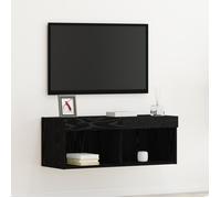 vidaXL Buffet TV Chêne noir 80x30x30 cm – Éclairage LED – Design contemporain