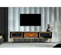 Buffet TV commode noire fausse cheminée Meubles de salon élégants JVmoebel