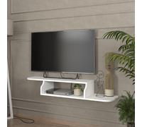 Buffet TV suspendu 'Kershaby' avec un compartiment ouvert et passages de câbles 120 x 30 x 19 cm Blanc