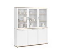 IDMARKET Buffet vaisselier 160 cm VITO meuble de cuisine 6 portes blanc et bois