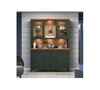 Vaisselier avec éclairage LED, 4 portes, 3 tiroirs et 2 niches - 146 cm X 45 cm X 198 cm - STANTON WO