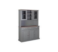 MELINA - Buffet Vaisselier 5 Portes 3 Tiroirs Coloris Gris