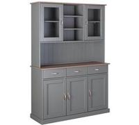 MELINA - Buffet Vaisselier 5 Portes 3 Tiroirs Coloris Gris