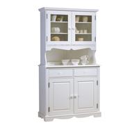 Buffet Vaisselier Blanc 4 Portes Style Anglais 6 Niches L 101 H 186 P 42 cm - L 101 x l 42 x H 186 cm