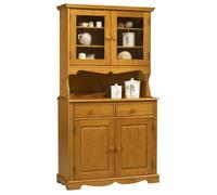 Buffet Vaisselier Pin Miel 4 Portes Style Anglais 6 Niches L 101 H 186 P 42 cm - L 101 x l 42 x H 186 cm