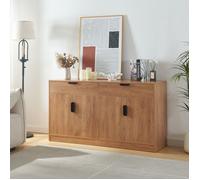 [en.casa] Buffet Élégant avec 4 Portes et 2 Tiroirs Meuble de Rangement Armoire Basse Meuble TV pour Salon Chambre Bureau MDF 75 x 140 x 40 cm Effet Chêne
