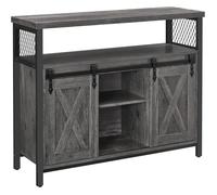 Buffet VASAGLE avec 2 Portes Coulissantes - Style Industriel - Gris Anthracite et Noir