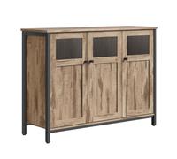 Buffet -VASAGLE - Meuble de rangement - avec Placard 3 Portes, Marron Camel et Noir d'Encre