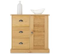 Buffet VENETA L 78 cm en bois massif coloris naturel avec 3 tiroirs et 1 porte, design élégant et intemporel, espace de rangement optimisé, poignées en métal, structure robuste idéal pour salon