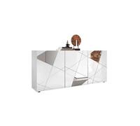 Buffet VICTORY 3 Portes Laqué brillant avec serigraphie miroir L181 Cm Blanc