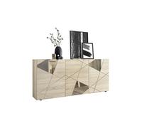 Buffet VICTORY Décor Chene Sonoma 3 Portes Miroir L 181 P 42 H 84 cm