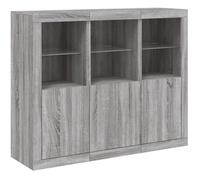 Buffet - vidaXL - 3 pcs - Bois d'ingénierie - Gris - Lumières LED - Meuble de séjour