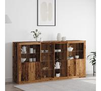 vidaXL Buffet avec lumières LED Bois Vieux 202x37x100 cm Bois reconstitué, Buffet avec lumières LED Bois Vieux 60.5x37x100 cm, Buffet avec lumières LED Bois Vieux 41x37x100 cm