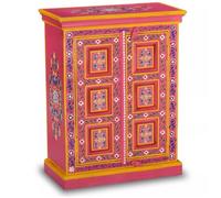 Buffet - VIDAXL - Bois massif de manguier - Peinture rose à la main - 2 portes - Buffet bas