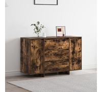 Buffet Vidaxl Chêne Fumé Bois Massif Buffet Rectangulaire Minimaliste