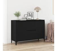Buffet Vidaxl Chêne Noir Bois De Chêne Massif, Acier Enduit De Poudre Noir